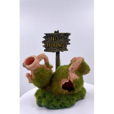 Декорация Marlin Aquarium "Рыбалка запрещена" для аквариума, 10,7*10,3см
