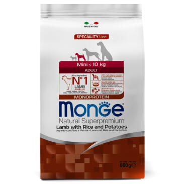 0,8кг Корм Monge Dog SP Monoprotein Mini Adult Lamb/Rice для взрослых собак мелких пород c Ягненком и рисом
