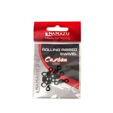 Вертлюг NAMAZU Pro Rolling Ribbed Swivel, Carbon, №06 test-19кг, латунь