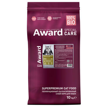 10кг Корм Award SPECIAL CARE Sensitive Digestion для взрослых кошек с чувствительным пищеварением со свежим мясом Утки