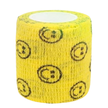 Бинт VETЗАБОТА ветеринарный самофиксирующийся Жёлтый Смайл, 5см*4,5м