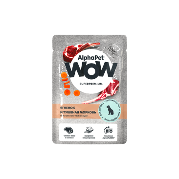 80гр Корм влажный AlphaPet для собак с чувствительным пищеварением Ягненок и Тушеная морковь в соусе
