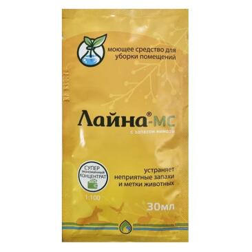 Лайна Дезинфицирующее средство для уборки и устранения неприятных запахов/меток животных, Мимоза (саше) 0,03л