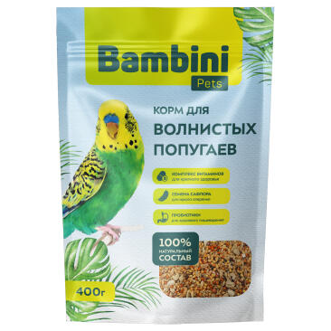 400гр Корм Bambini Pets для волнистых попугайчиков