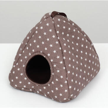 Домик-вигвам LOORI "Звезды" для грызунов Коричневый, 17*17*17см