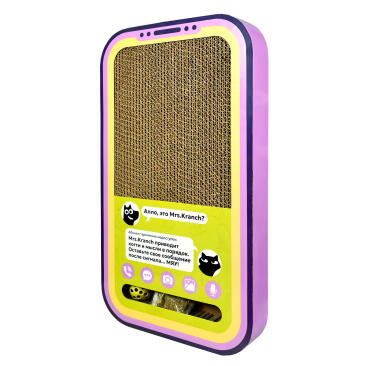 Когтеточка Mr.Kranch для кошек Кранчфон из картона с шариком и кошачьей мятой, 50*28*5см