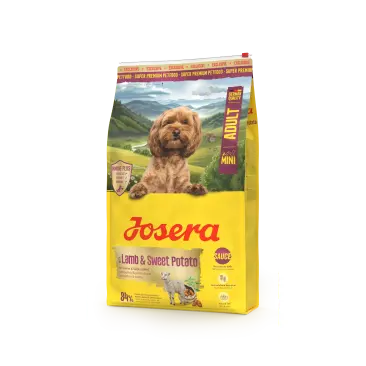 0,9кг Корм Josera Mini Lamb&Sweet Potato (Mini 26/16) беззерновой для взрослых собак мелких пород с Ягненком и сладким картофелем