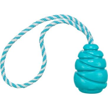 Игрушка Trixie для собак "Сверхпрочный мяч" на верёвке Петроль, 33/5,1см
