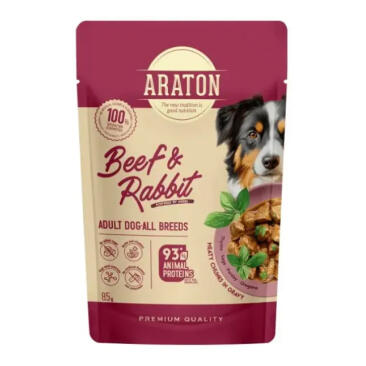 85г Влажный корм Nature's Protection ARATON Adult для собак всех пород с Говядиной и Кроликом кусочки в соусе