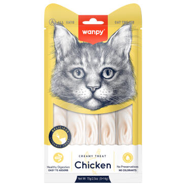 70г Лакомство Wanpy Cat для кошек нежное пюре из Курицы