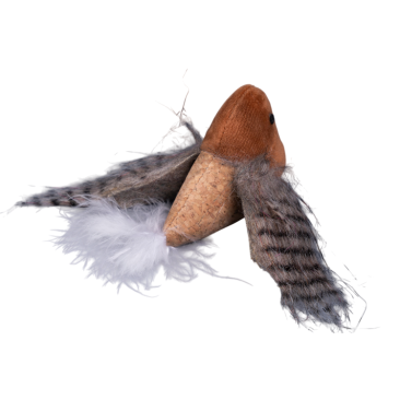 Игрушка WOGY для кошек мягкая Птичка с перьями и мятой, 15*6*4см