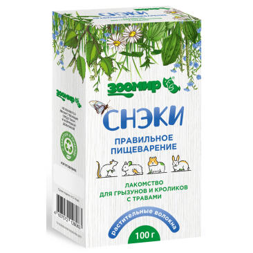 100г Лакомство ЗООМИР "Снэки правильное пищеварение" для грызунов и кроликов с Травами