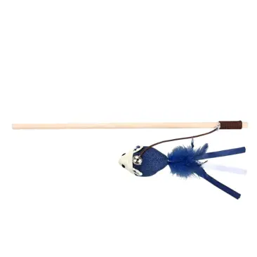 Игрушка Red Bow для кошек "Дразнилка с мышкой" Синяя, 8*40см