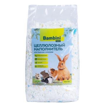 Наполнитель Bambini Pets для грызунов и кроликов целлюлозный, 450г (6л)