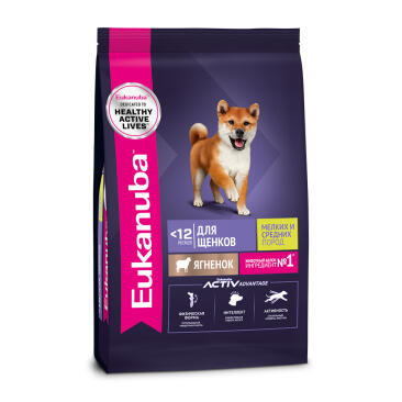 0,8кг Корм EUKANUBA для щенков мелких и средних пород с Ягненком