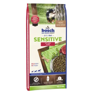 15кг Корм Bosch Sensitive для собак склонных к аллергии с Ягненком и рисом