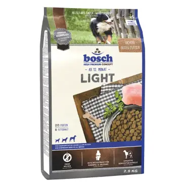 2,5кг Корм Bosch Light для взрослых собак всех пород, склонных к полноте с Птицей