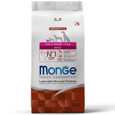 2,5кг Корм Monge Dog SP Extra Small Adult Lamb/Rice для взрослых собак миниатюрных пород c Ягненком и рисом