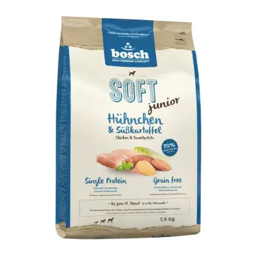 2,5кг Корм Bosch SOFT Holistic Junior полувлажный, монопротеиновый, беззерновой для щенков всех пород с Цыпленком и бататом