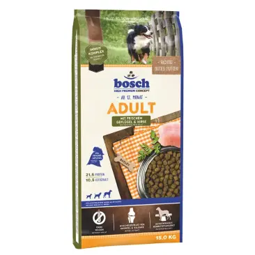 15кг Корм Bosch Adult для взрослых собак всех пород с Птицей и просо