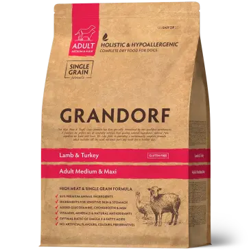 3кг Корм GRANDORF DOG Lamb&Turkey MEDIUM&MAXI BREEDS низкозерновой для собак средних и крупных пород, Ягнёнок с Индейкой