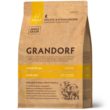 1кг Корм GRANDORF DOG 4 Meat PROBIOTIC MINI BREEDS гипоаллергенный для собак мелких пород с пробиотиками и 4 вида мяса