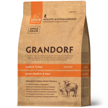 3кг Корм GRANDORF DOG Lamb&Turkey JUNIOR для щенков, Ягнёнок с индейкой