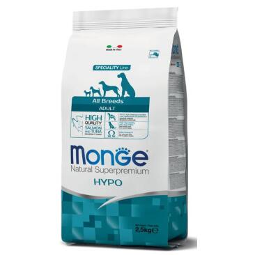 2,5кг Корм Monge Dog SP HYPO Adult Salmon/Tuna гипоаллергенный для взрослых собак всех пород с Лососем и тунцом