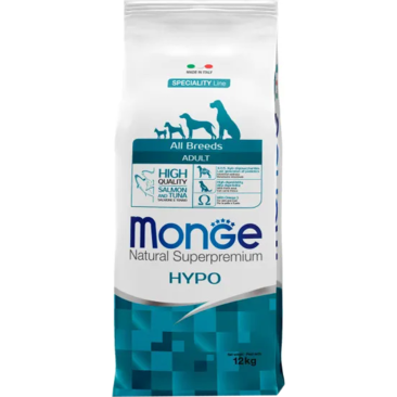 12кг Корм Monge Dog SP HYPO Adult Salmon/Tuna гипоаллергенный для взрослых собак всех пород с Лососем и тунцом