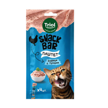 40гр Лакомство Triol Snack Bar для кошек "Паштет из курицы с тунцом" (срок до 08.06.2026)