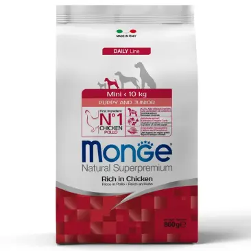 3кг Корм Monge Puppy&Junior SP Mini Chicken/Rice для щенков мелких пород с 2 месяцев c Курицей и рисом