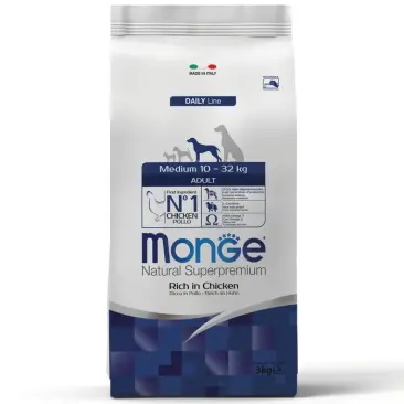 3кг Корм Monge Dog SP Medium Adult Chicken&Rice для взрослых собак средних пород c Курицей и рисом