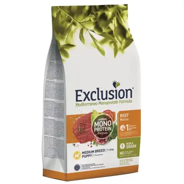 3кг Корм Exclusion Monoprotein Noble Grain Puppy Medium безглютеновый для щенков средних пород c Говядиной