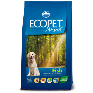 12кг Корм Farmina Ecopet Natural Fish MEDIUM для взрослых собак средних пород с Рыбой