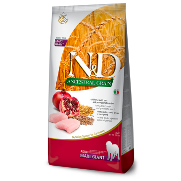 12кг Корм Farmina N&D Ancestral Grain Dog Chicken & Pomegranate Adult Giant низкозерновой для взрослых собак гигантских пород с Курицей и гранатом