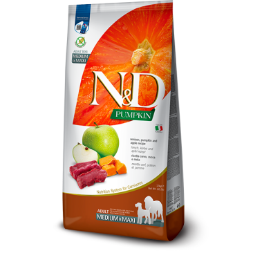 12кг Корм Farmina N&D Grain Free Pumpkin Dog Venison & Apple Adult Medium & Maxi беззерновой для взрослых собак средних и крупных пород с Олениной, яблоками и тыквой