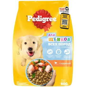 600гр Корм PEDIGREE для щенков всех пород Курица 2х месяцев
