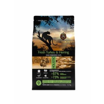 1,5кг Корм AMBROSIA GRAIN FREE для стерилизованных кошек, Индейка с сельдью
