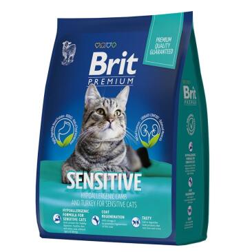 2кг Корм Brit Premium Cat Sensitive для кошек с чувствительным пищеварением с ягненком и индейкой