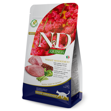 0,3кг Корм Farmina N&D Cat Quinoa Weight Management Lamb/Broccoli Adult беззерновой для взрослых кошек для контроля веса с Ягненком, киноа и брокколи