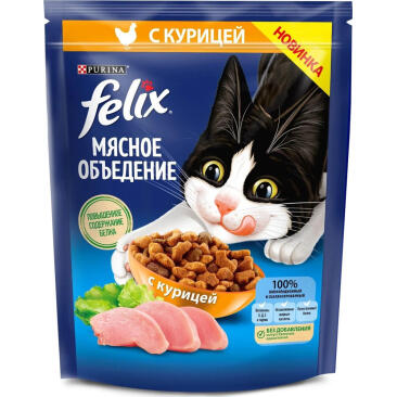 1,3кг Корм для кошек Felix Мясное объедение, Курица