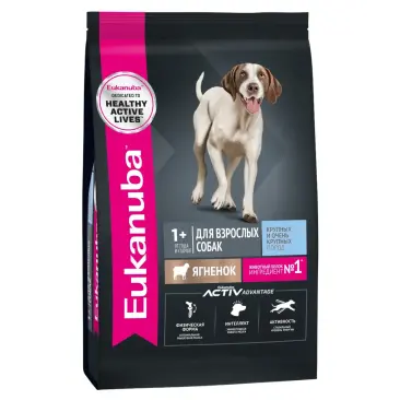 3кг Корм Eukanuba DOG Adult Large Lamb для собак крупных пород с Ягнёнком