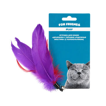 Игрушка For Friends для кошек Радужные хвостики дразнилка из перьев на петле для удочки
