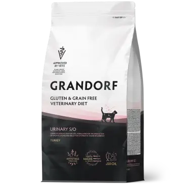 400гр Корм GRANDORF VET CAT URINARY S/O для кошек для растворения струвитных камней на основе бескостной Индейки