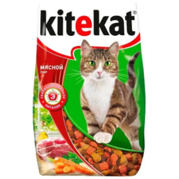 350гр Корм KITEKAT для кошек, Мясной пир