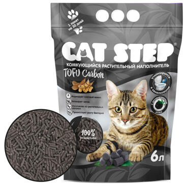 Наполнитель Cat Step Tofu Carbon растительный комкующийся, 6л (2,7кг)