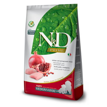 12кг Корм Farmina N&D Grain Free Chicken & Pomegranate LARGE Puppy беззерновой для щенков крупных пород, беременных и кормящих собак с Курицей и гранатом
