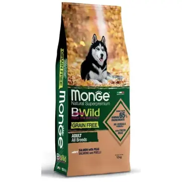 12кг Корм Monge Dog BWild Grain Free Adult Salmon беззерновой для взрослых собак всех пород с Лососем