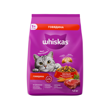 1,9кг Корм WHISKAS для кошек паштет Говядина