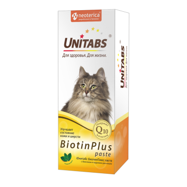 Витаминно-минеральный комплекс Unitabs BiotinPlus для кошек для кожи и шерсти, 120мл